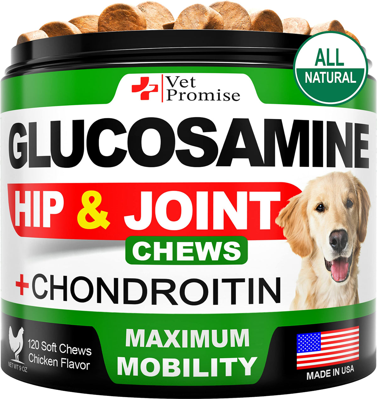 Vet Promise glucosamina-condroitina para perros: masticables que apoyan la movilidad diaria.