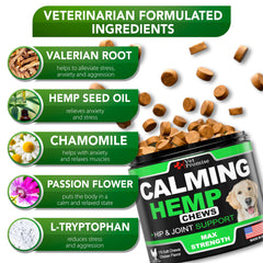 Vet Promise Ingredientes naturales en etiqueta, calma suave para tu perro.