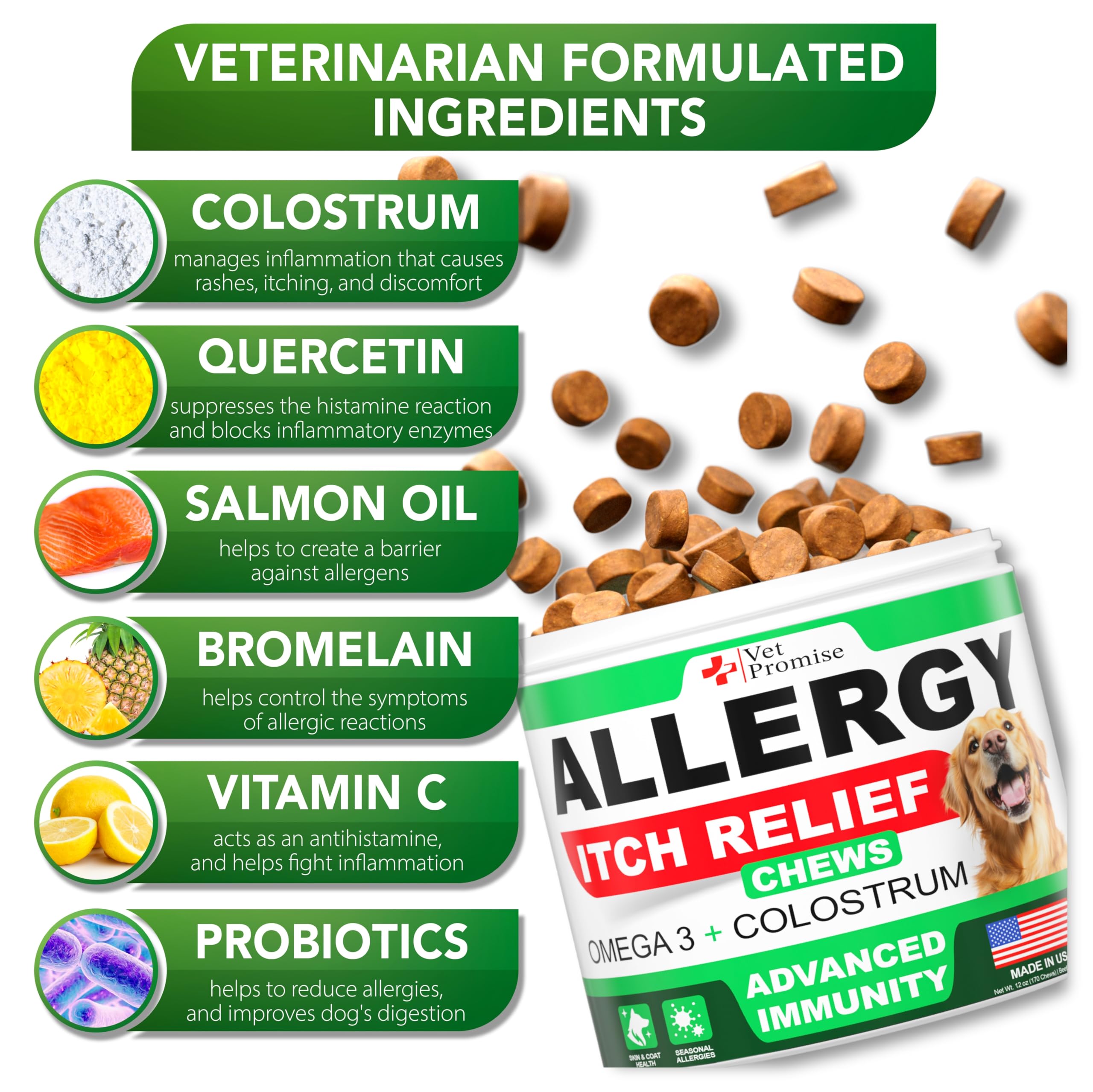 Vet Promise omega-3 para perros: bocado que apoya piel y salud