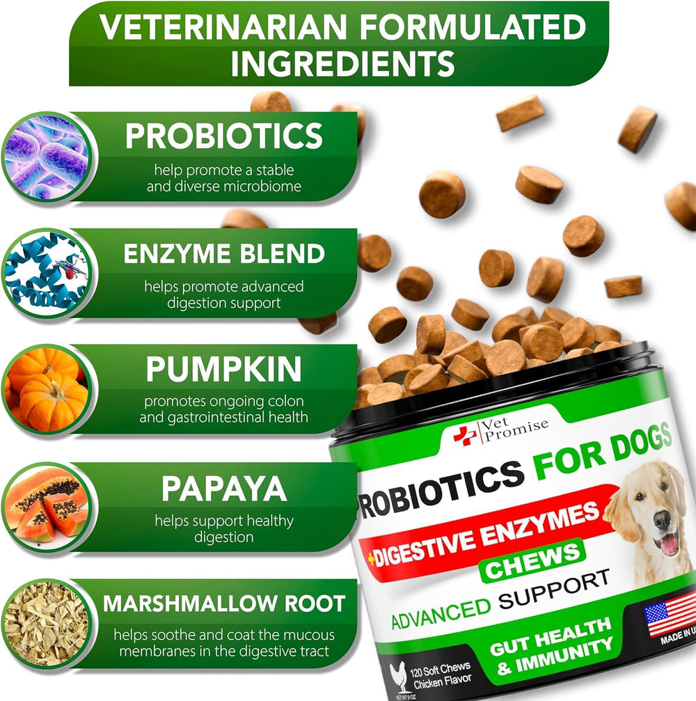 Vet Promise probióticos para perros: digestivo suave para reducir gases