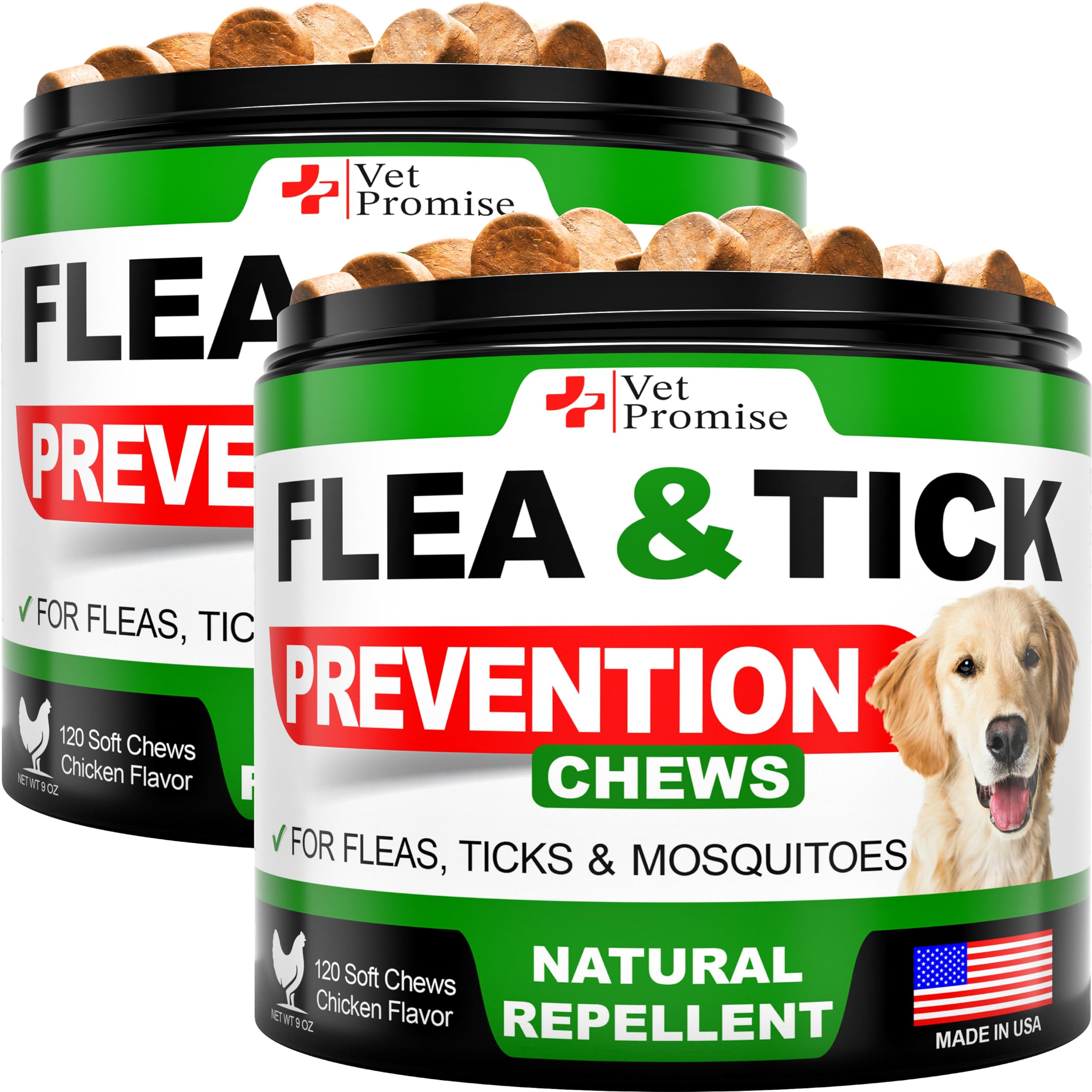 Vet Promise pulgas y garrapatas para perros en empaque, opción natural de prevención.