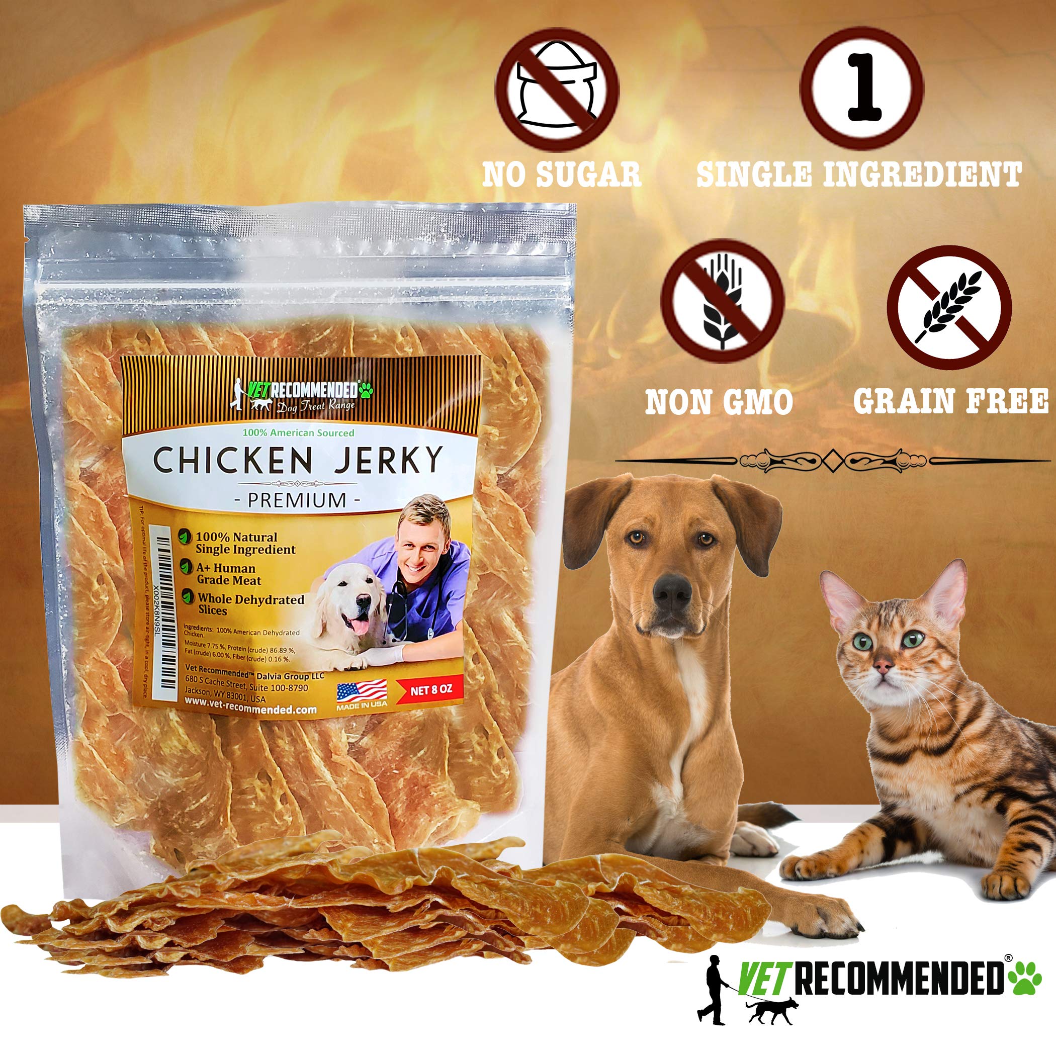Vet Recommended ideal para entrenamiento: premio de pollo deshidratado.