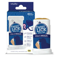 Botella Vetality Twist y Lick abierta, lista para dosis diarias.