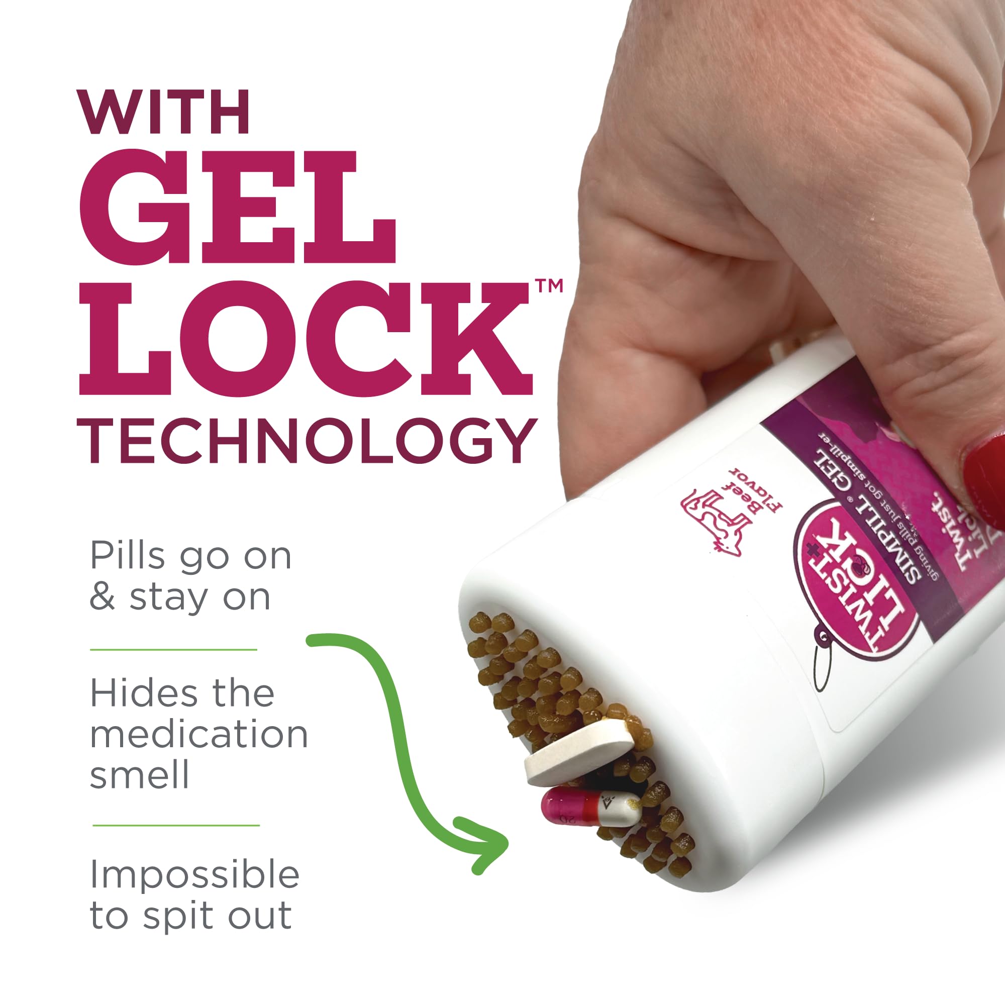 Gel Lock de Vetality garantiza retener las píldoras durante la administración.
