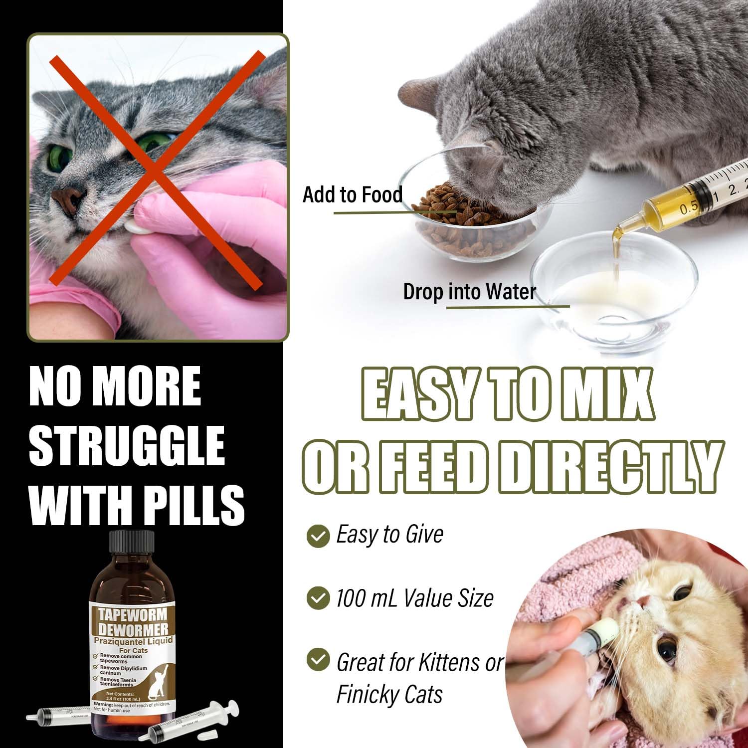 VetaSure dosificador de 3 ml facilita dosificación precisa para gatos.