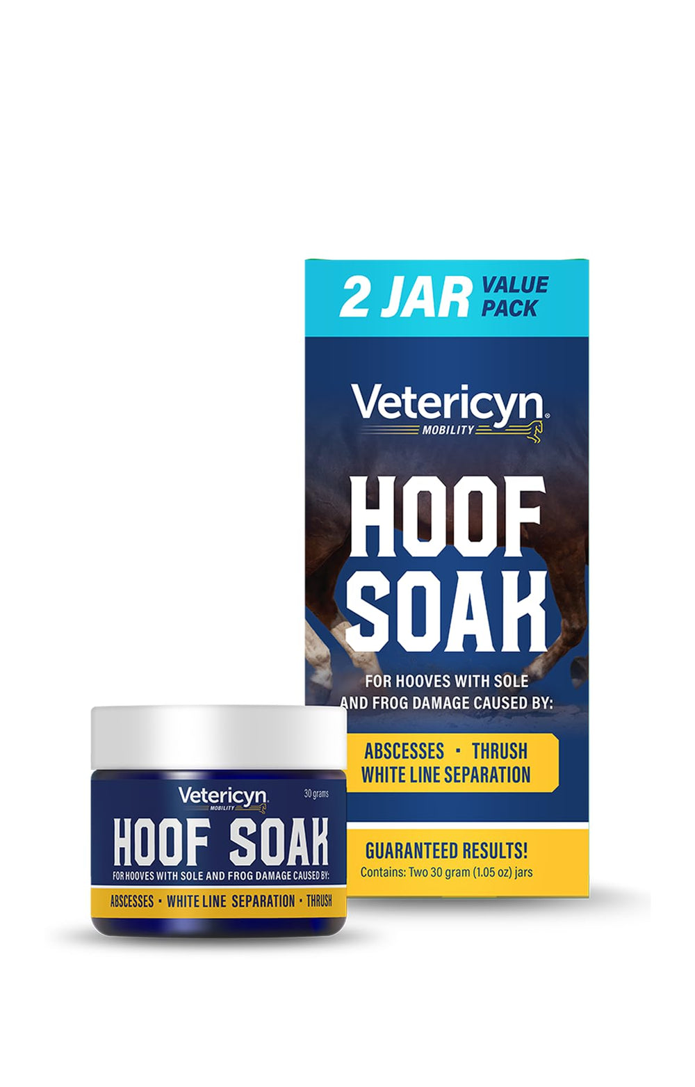 Vetericyn Hoof Soak: botella vertiendo, ideal para higiene de cascos y cuidado preventivo.