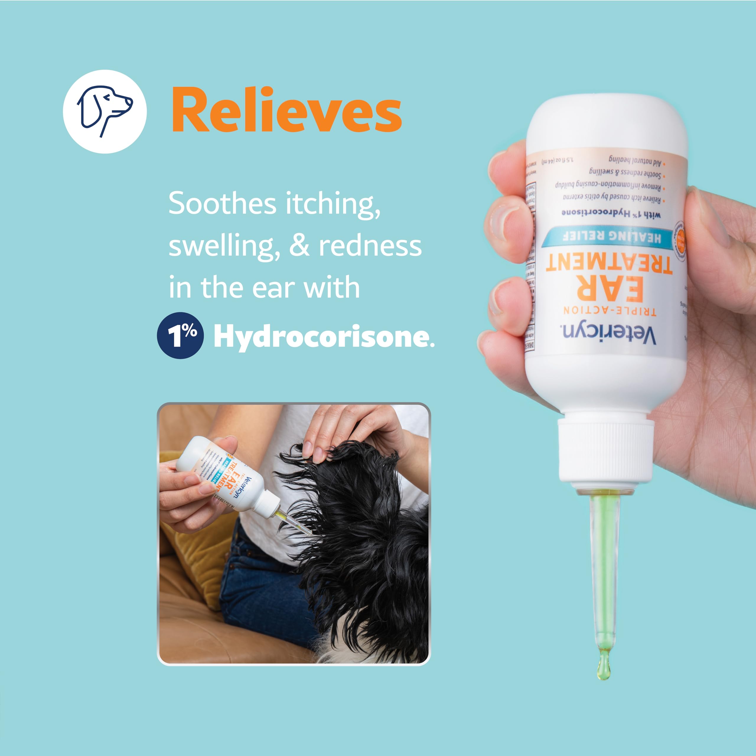 Vetericyn: Hidrocortisona al 1% para alivio del picor en oídos.