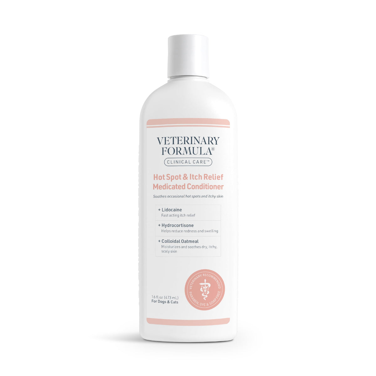 Acondicionador Veterinary Formula alivia irritación y suaviza el pelaje de mascotas.