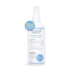 Spray Veterinary Formula para pulgas y garrapatas, bote de 8 oz, acción al contacto.