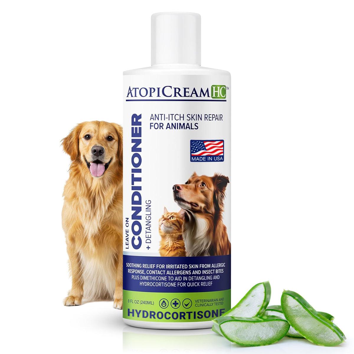 VetriMAX AtopiCream HC: bote de 8 oz para hidratación suave del pelaje.