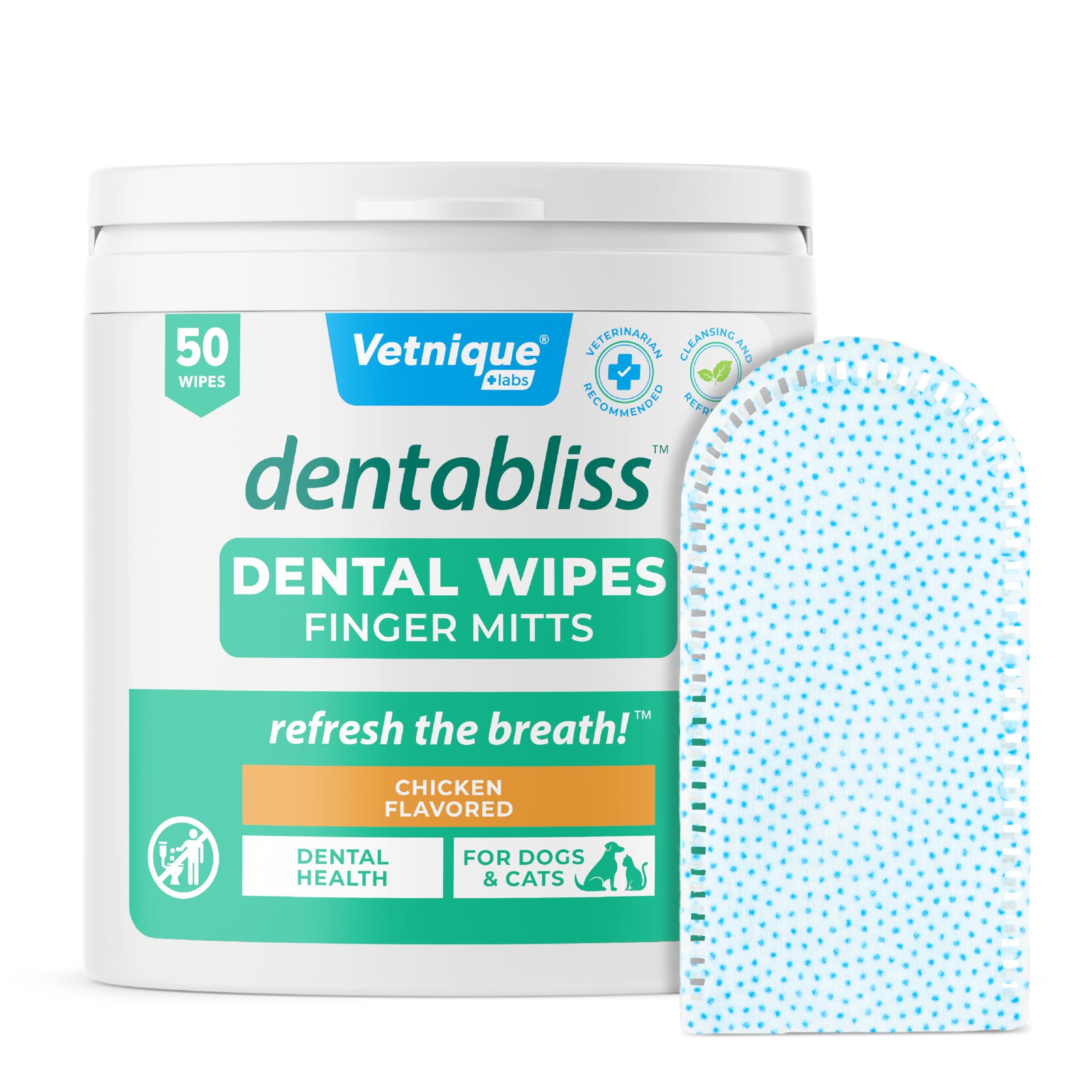 Dentabliss de Vetnique: guante-dedo para limpieza dental rápida en casa.