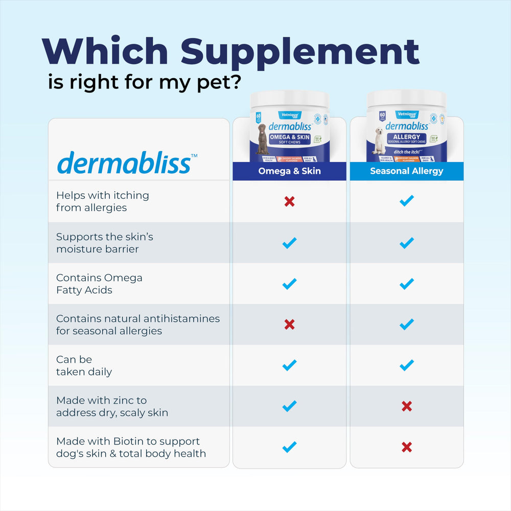 Administración de masticables Dermabliss al perro con la mano.