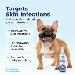 Dermabliss clorhexidina con aloe para higiene de zonas irritadas del animal.