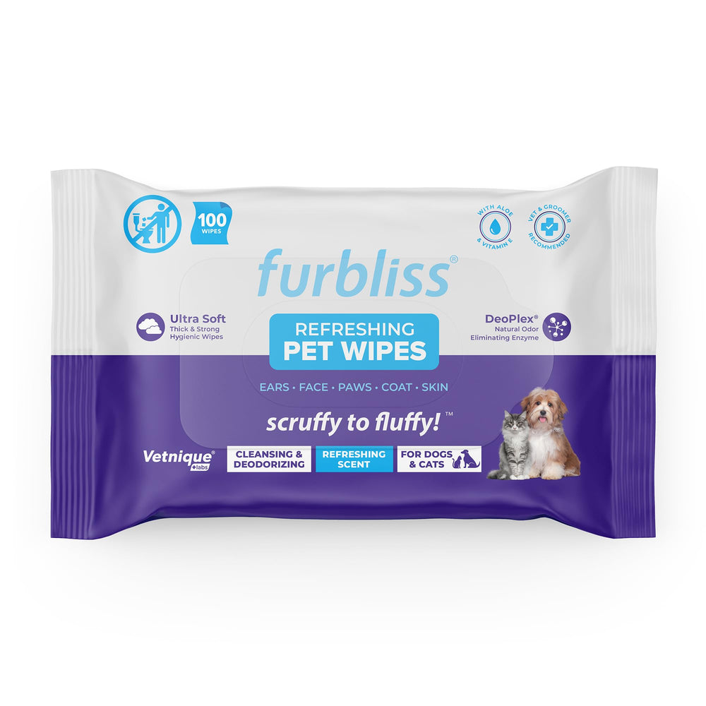 Toallitas higiénicas Furbliss de Vetnique para limpieza rápida del pelaje de perros.