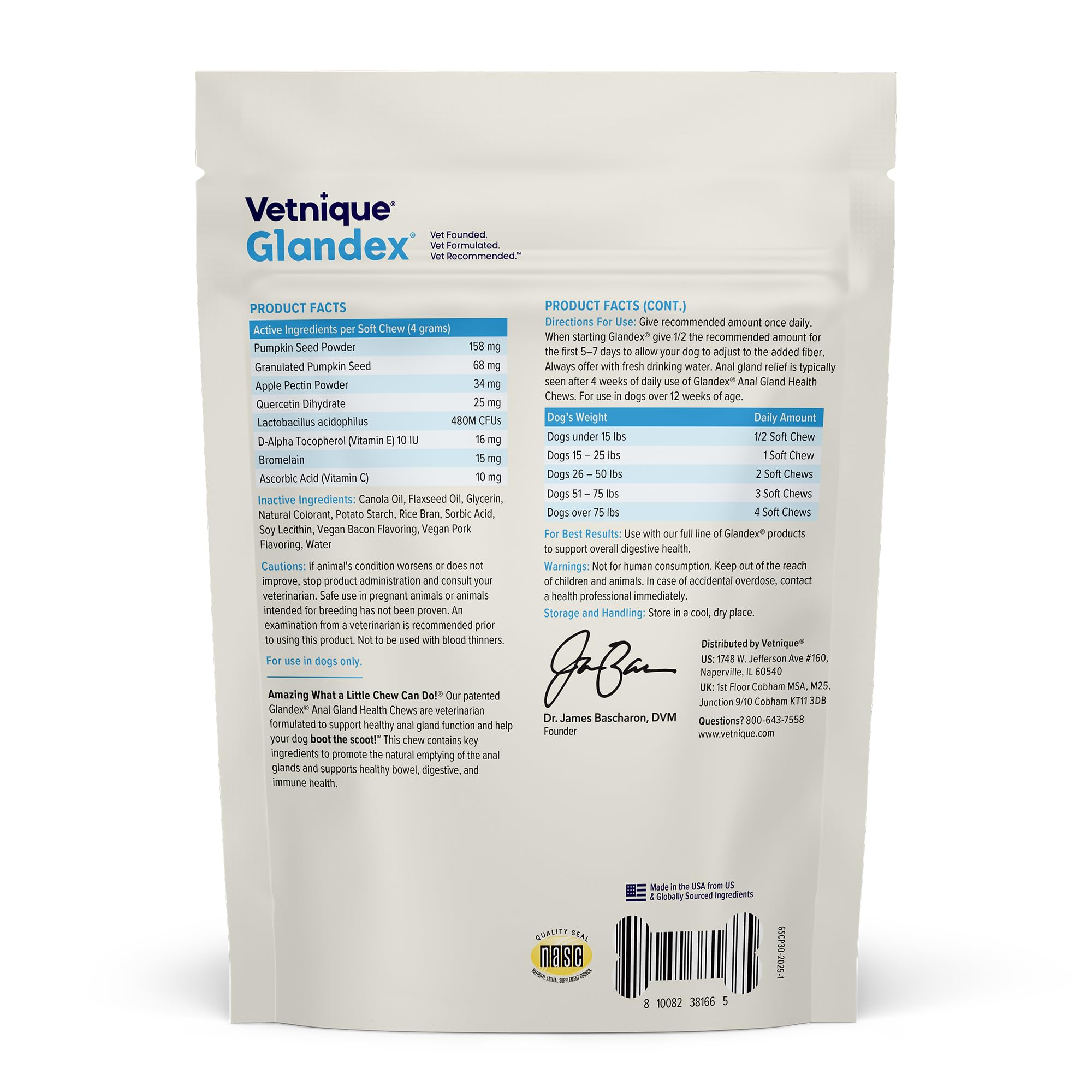 Vetnique Glandex con enzimas digestivas y probióticos para perros