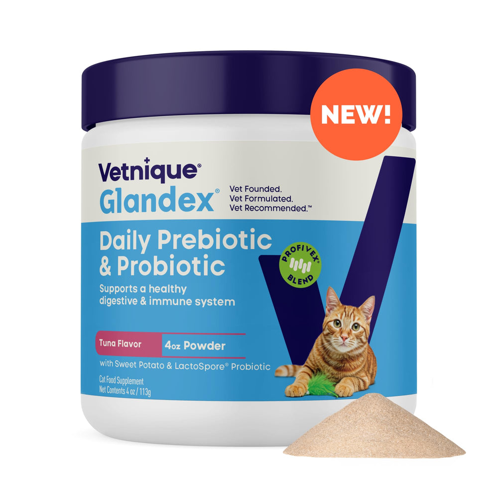 Vetnique Glandex para gatos, polvo con sabor a atún, apoyo a la salud intestinal diaria