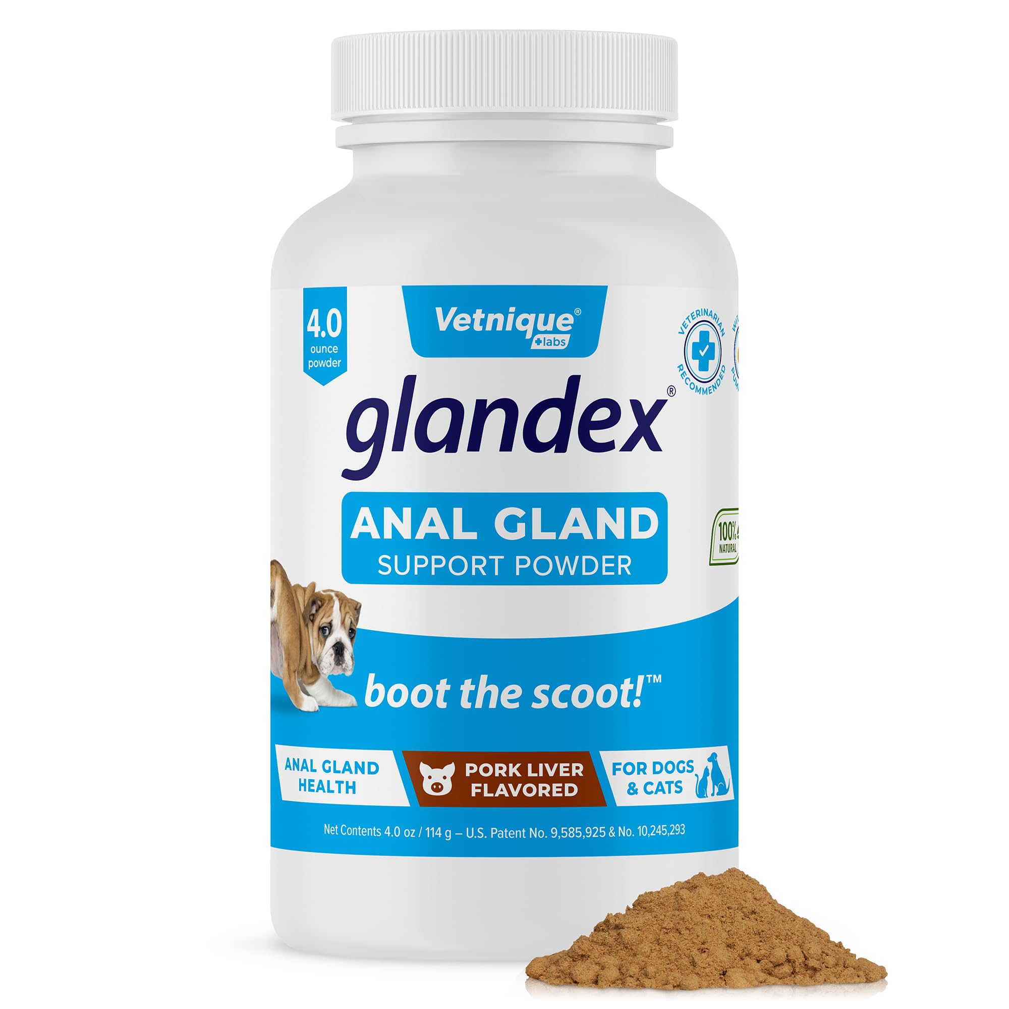 Vetnique Glandex: polvo para glándulas anales, favorece vaciado natural.