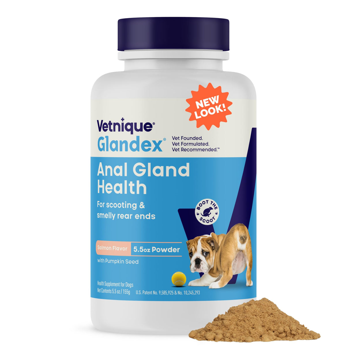 Vetnique Glandex polvo con calabaza para la salud de las glandulas anales del perro