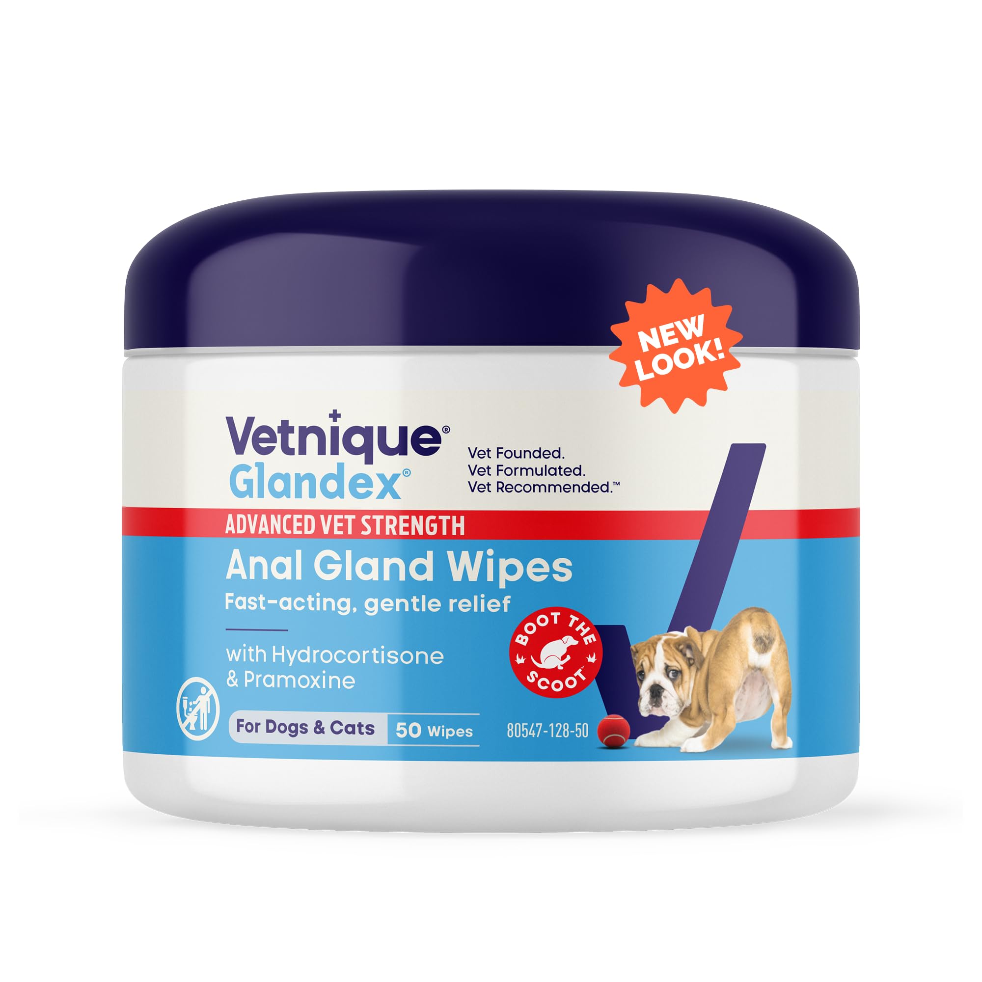 Vetnique Glandex: toallitas para glándulas anal en perros, alivio suave.