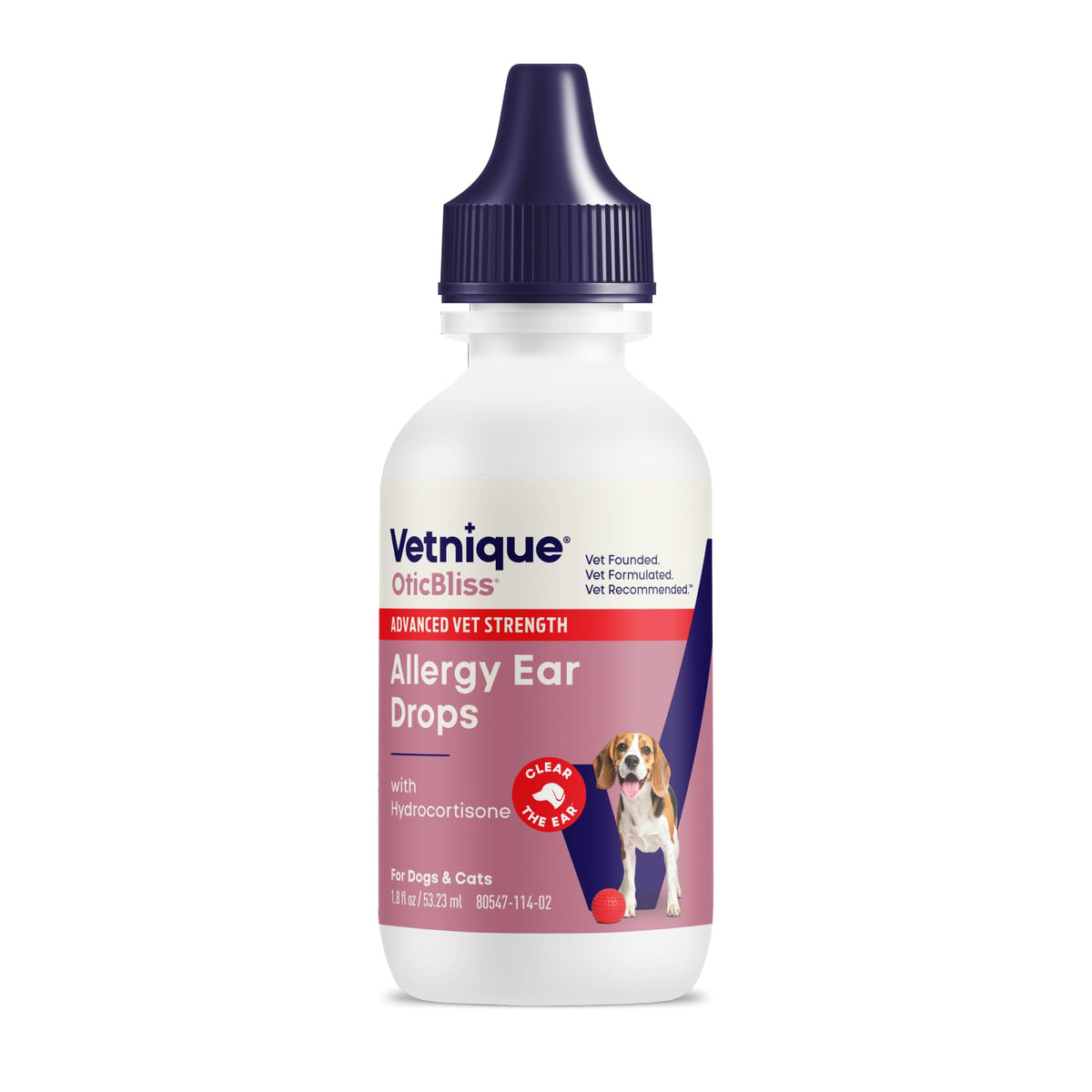 Vetnique Oticbliss: botella de gotas para oídos lista para uso suave.