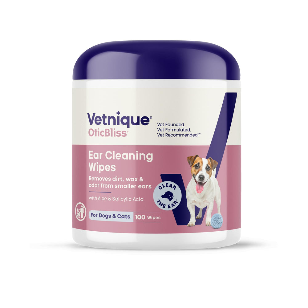 Oticbliss de Vetnique, toallitas para orejas, limpieza suave para perros y gatos.