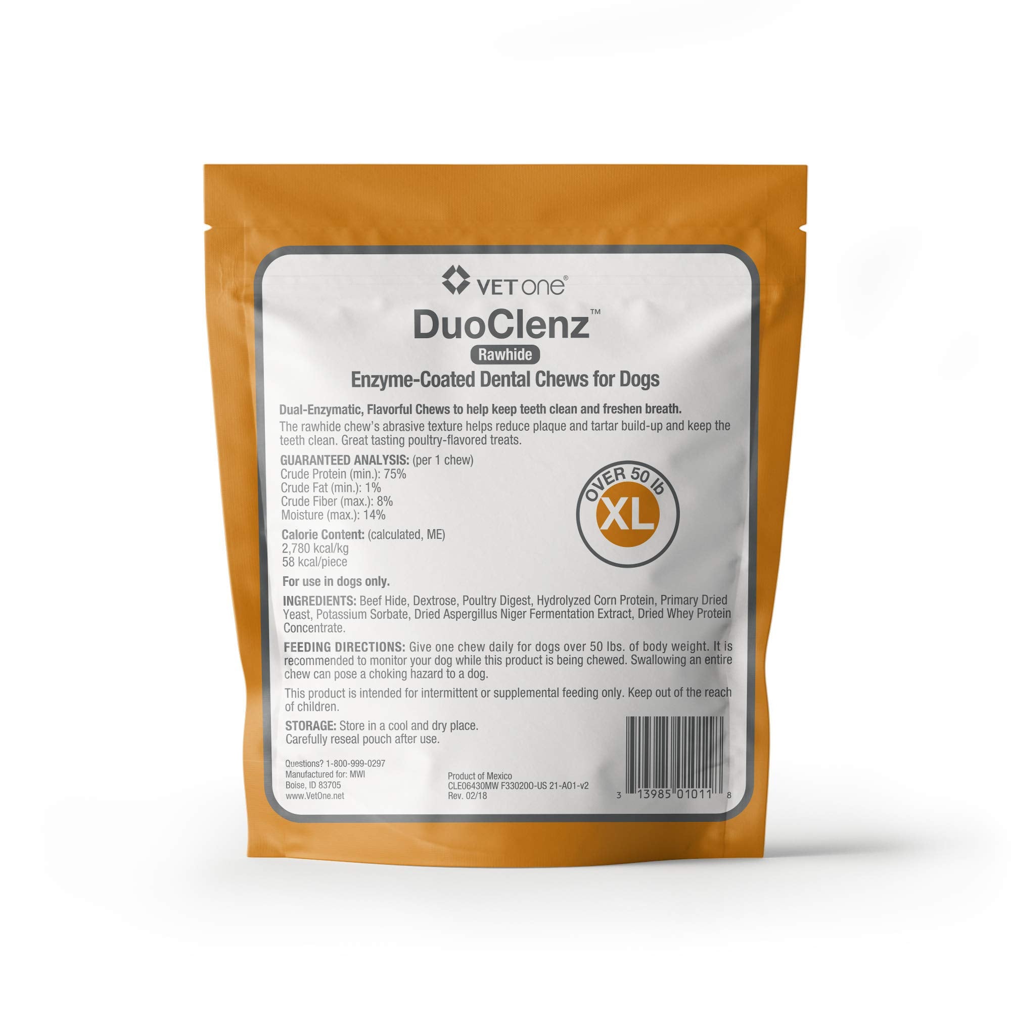VetOne DuoClenz superficie enzimada recubierta para limpieza de dientes y aliento