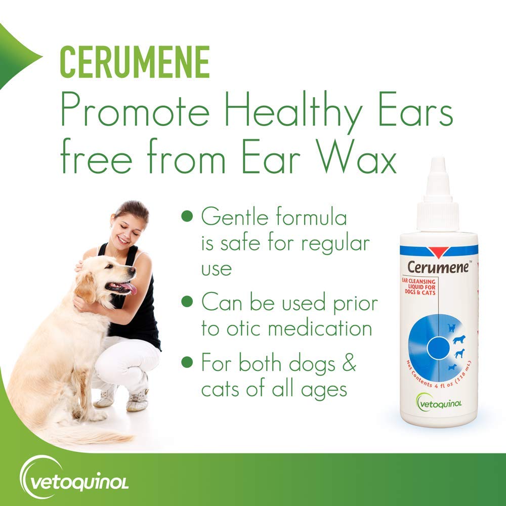 Vetoquinol Cerumene: penetración de cerumen y residuos para orejas limpias.