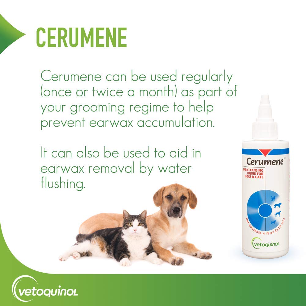 Vetoquinol Cerumene: rutina de higiene de oídos para perros y gatos.