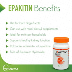 Vetoquinol Epakitin ingredientes-chitosan-calcio: apoyo mineral para dietas renales.