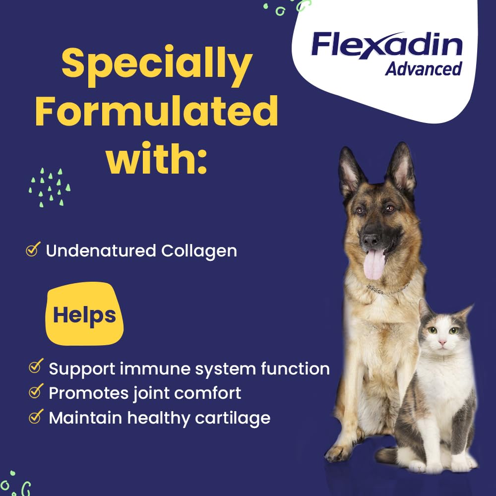 Vetoquinol Flexadin para articulaciones de perros, complemento suave y fácil de masticar.