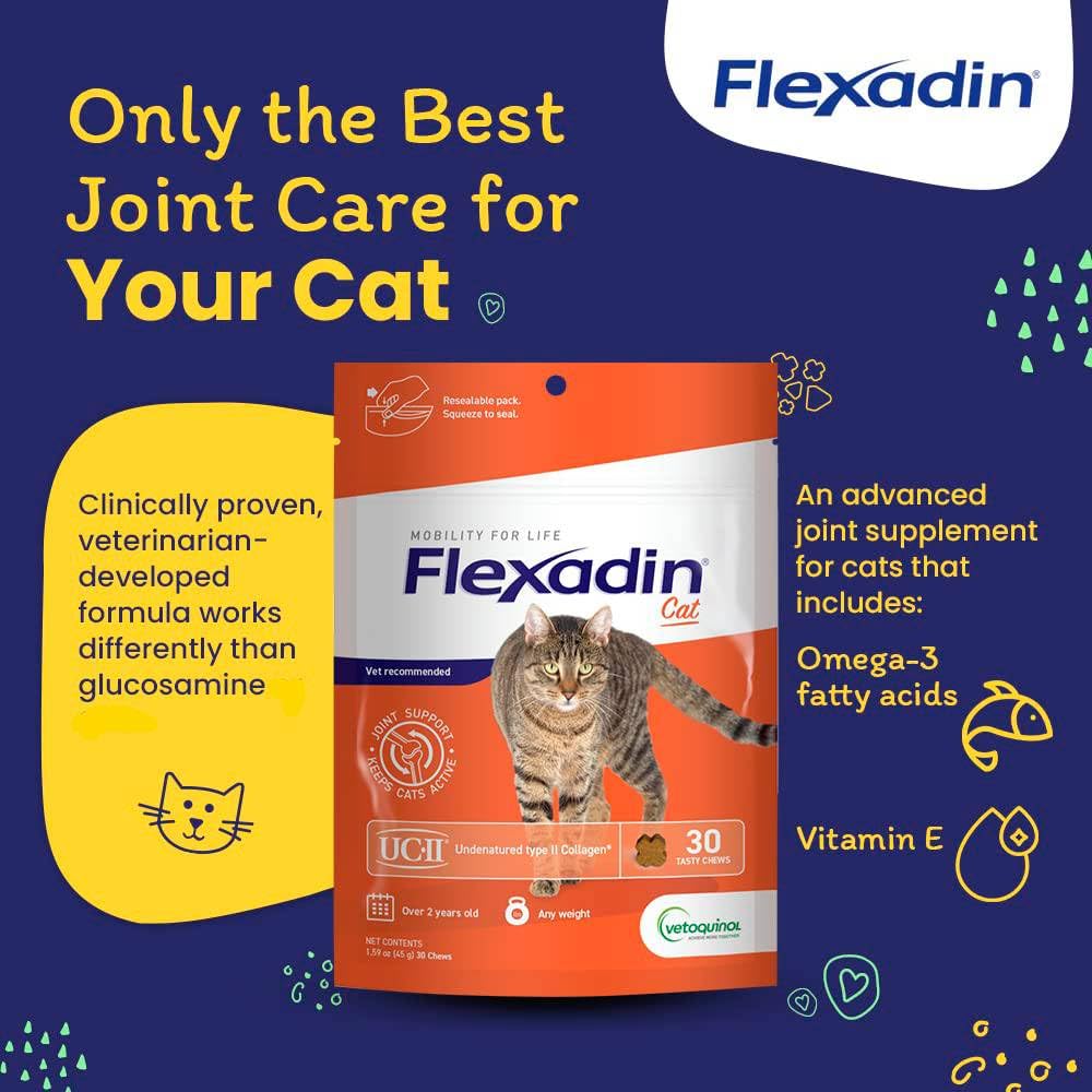 Vetoquinol Flexadin Gato muestra bolsa sellada para frescura y conservación.