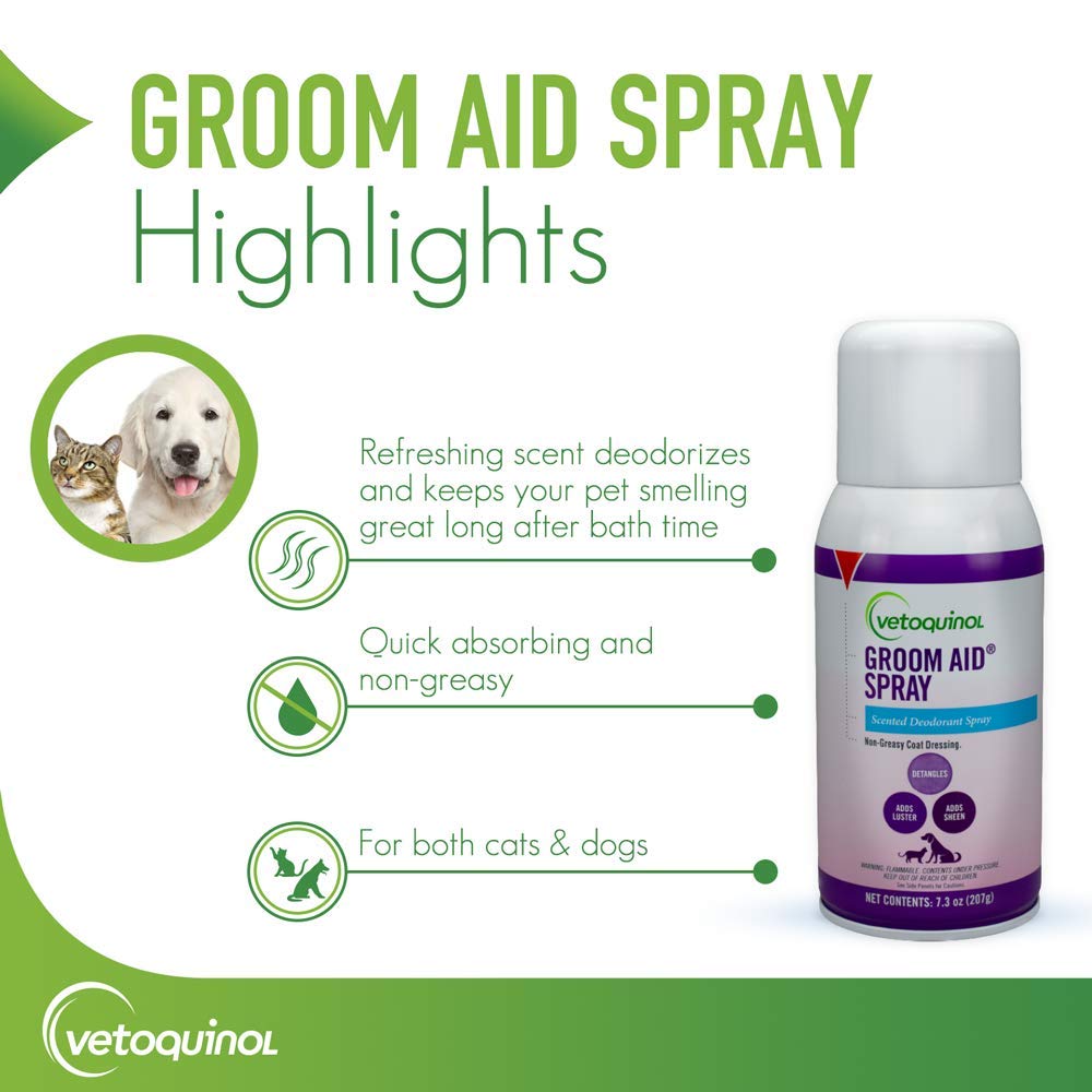 Groom-Aid desodorizante de Vetoquinol mantiene la mascota con olor fresco