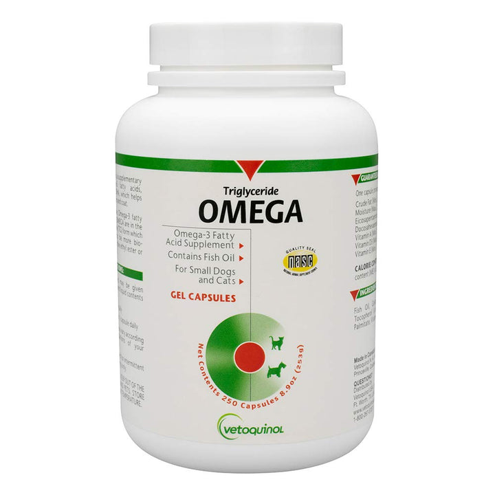 Vetoquinol Omega-3 aceite de pescado para perros y gatos; fuente de EPA y DHA