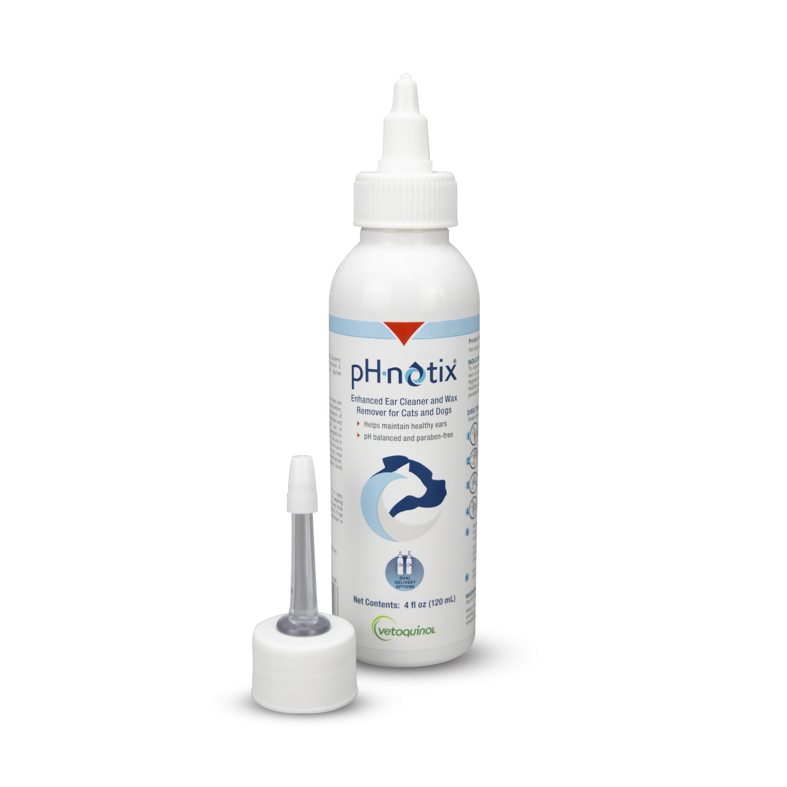 Vetoquinol pH•notix Enhanced Ear Cleaner: botella con aplicador para limpieza suave de orejas