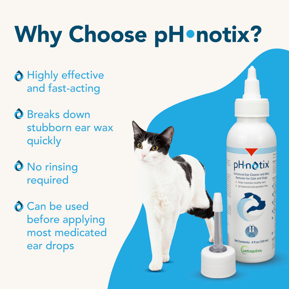 Vetoquinol pH•notix Enhanced Ear Cleaner: fórmula balanceada en pH para orejas sanas