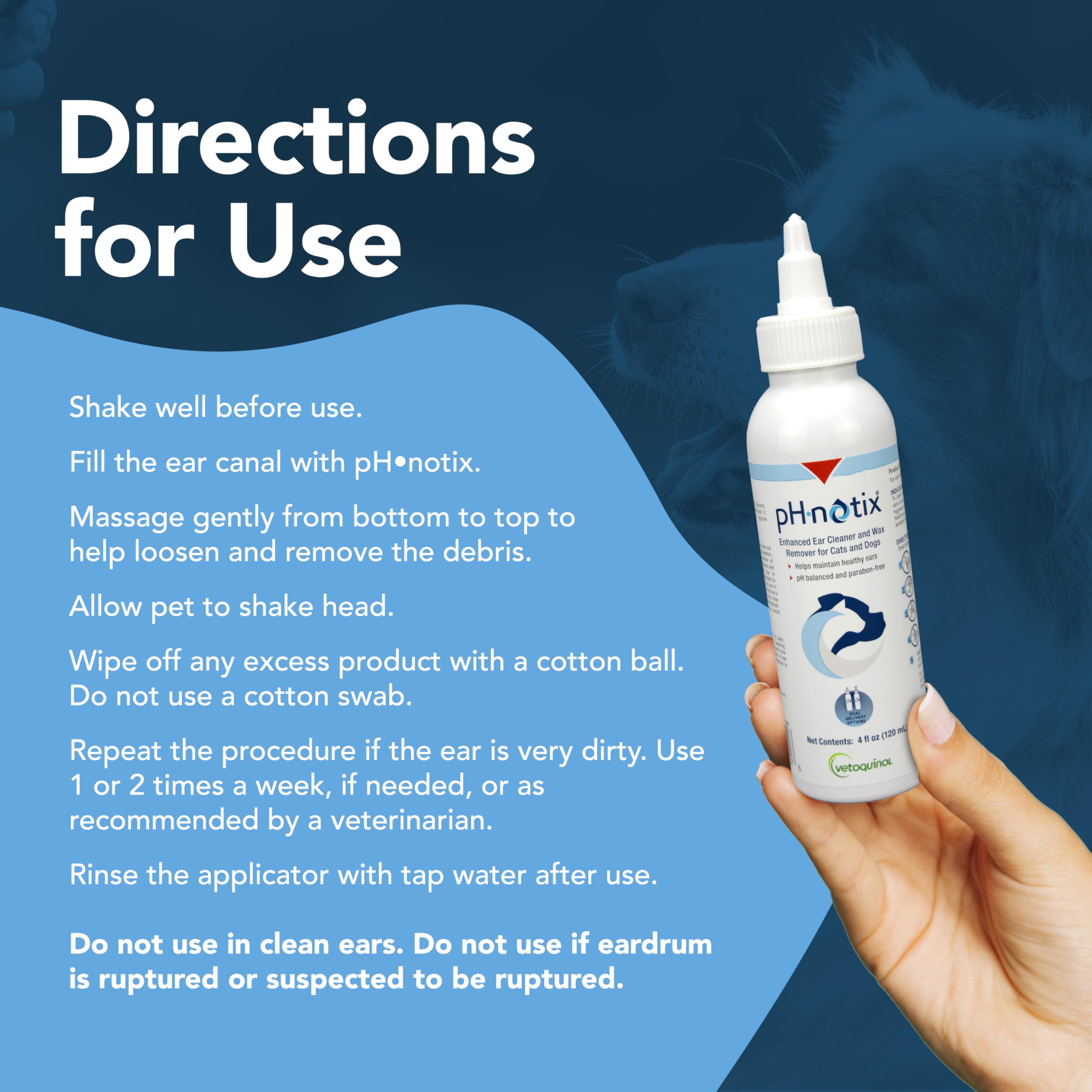 Vetoquinol pH•notix Enhanced Ear Cleaner: uso recomendado para perros para higiene regular