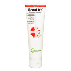 Gel Renal K+ de Vetoquinol en botella de 5 oz para perros y gatos.