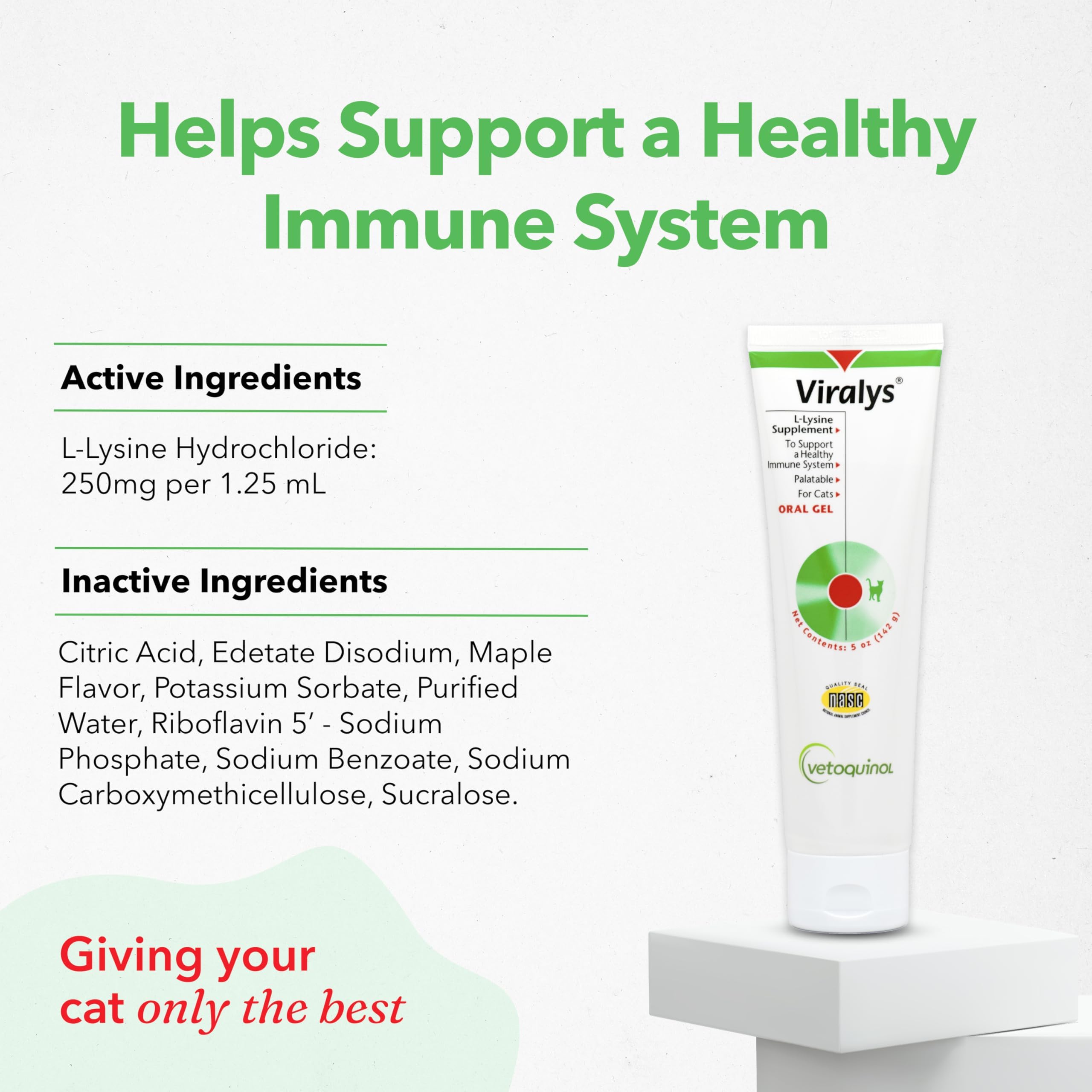 Vetoquinol Viralys Gel lisina para gatitos, apoyo inmunitario suave.