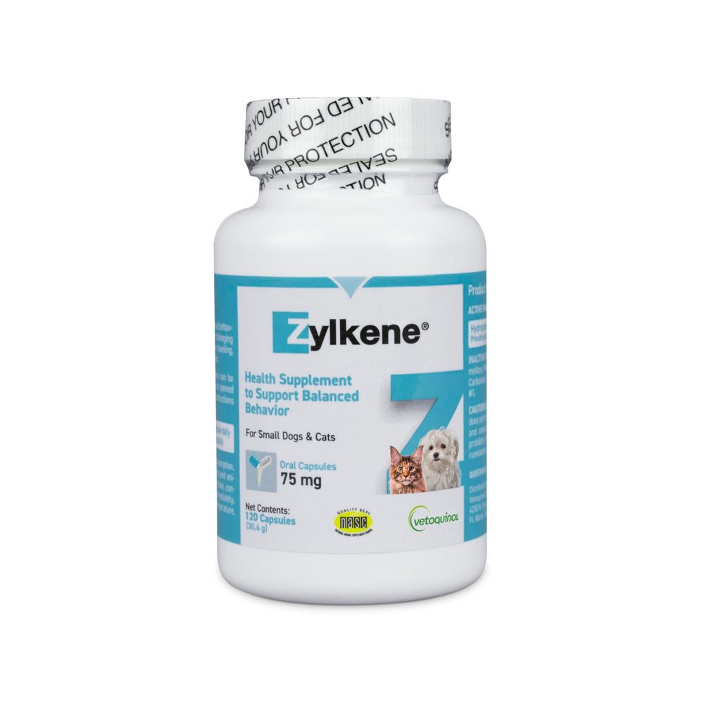 Vetoquinol Zylkene: bote calmante para perros y gatos, uso diario en casa.