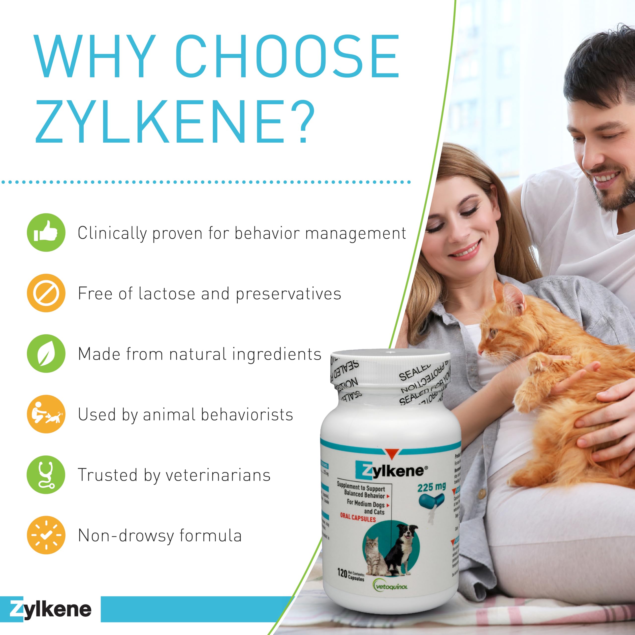 Vetoquinol Zylkene: envase y etiqueta visibles para confianza en compra.