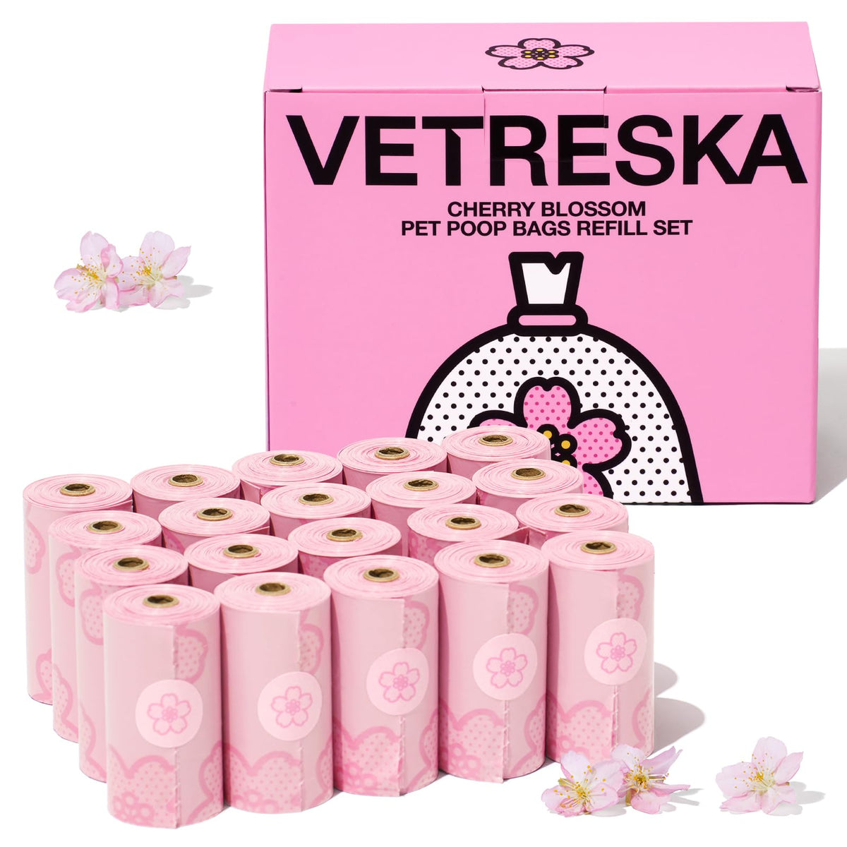 VETRESKA bolsas para excrementos con aroma de cerezo para paseos más agradables.