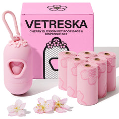 Vetreska dispensador de bolsas para perros con aroma a cerezo, práctico para paseos.