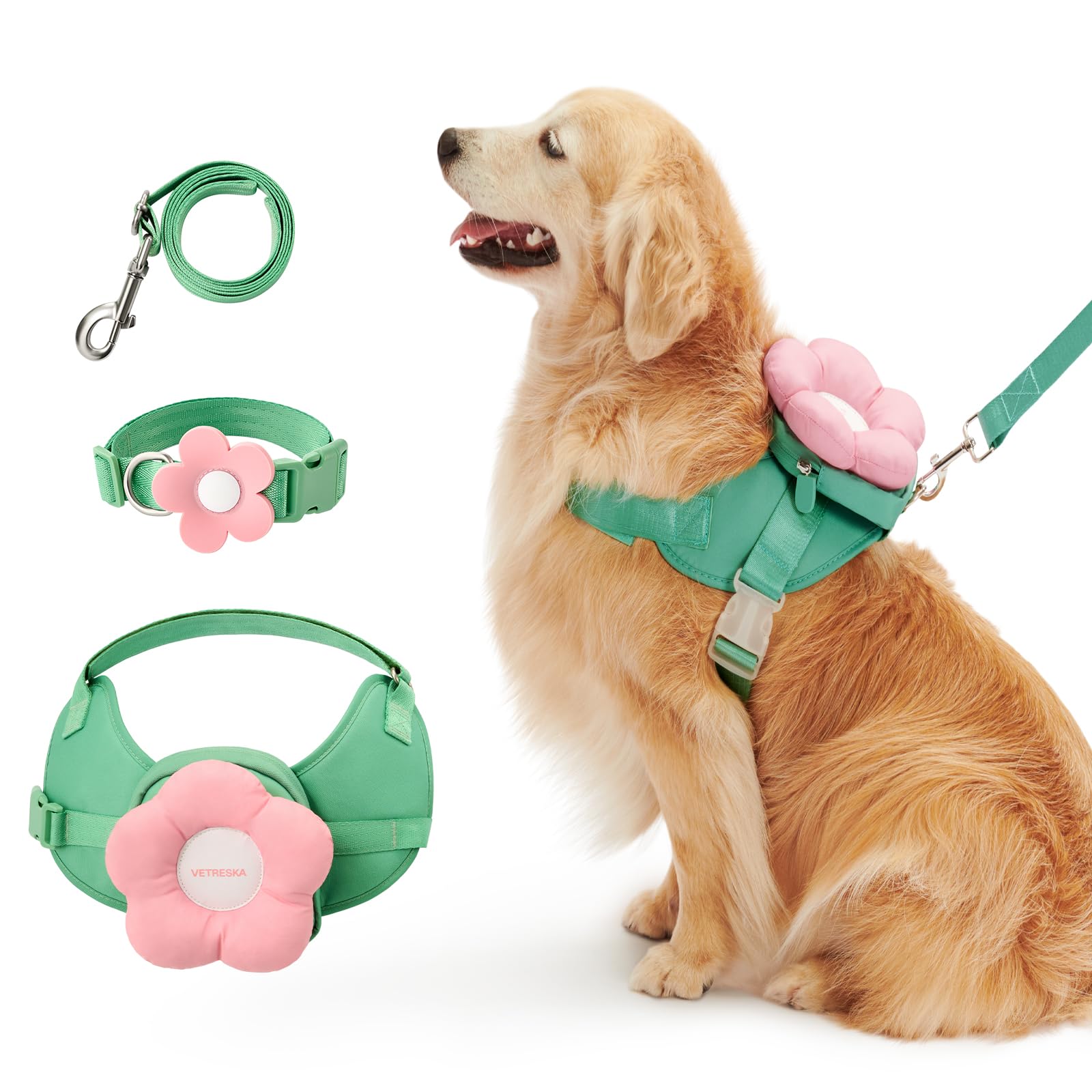 VETRESKA Flora arnés-collar-leash completo para paseos seguros y cómodos