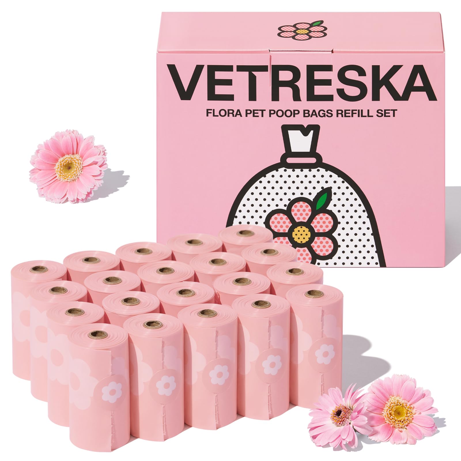 VETRESKA: paquete de 20 rollos con 300 bolsas para perro.