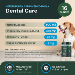 VetriScience Dental Care Powder textura aromática para añadir a la comida diaria.