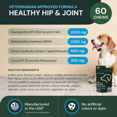 VETRISCIENCE gomitas de articulación para flexibilidad y movimiento diario de perros grandes.