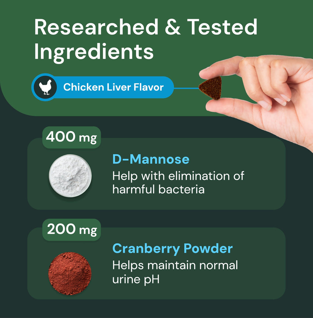 Cranberry en polvo en VetriScience UT Health Chews para apoyo urinario