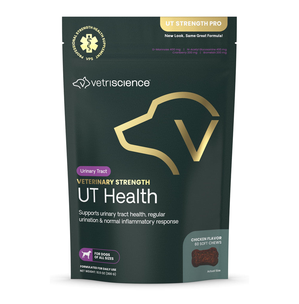 VetriScience UT Health Chews empaque: fácil de identificar para cuidado urinario canino