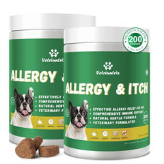 Vetriuntrix Dog Allergy Chews: bote de 400 unidades para potencial alivio de picazón
