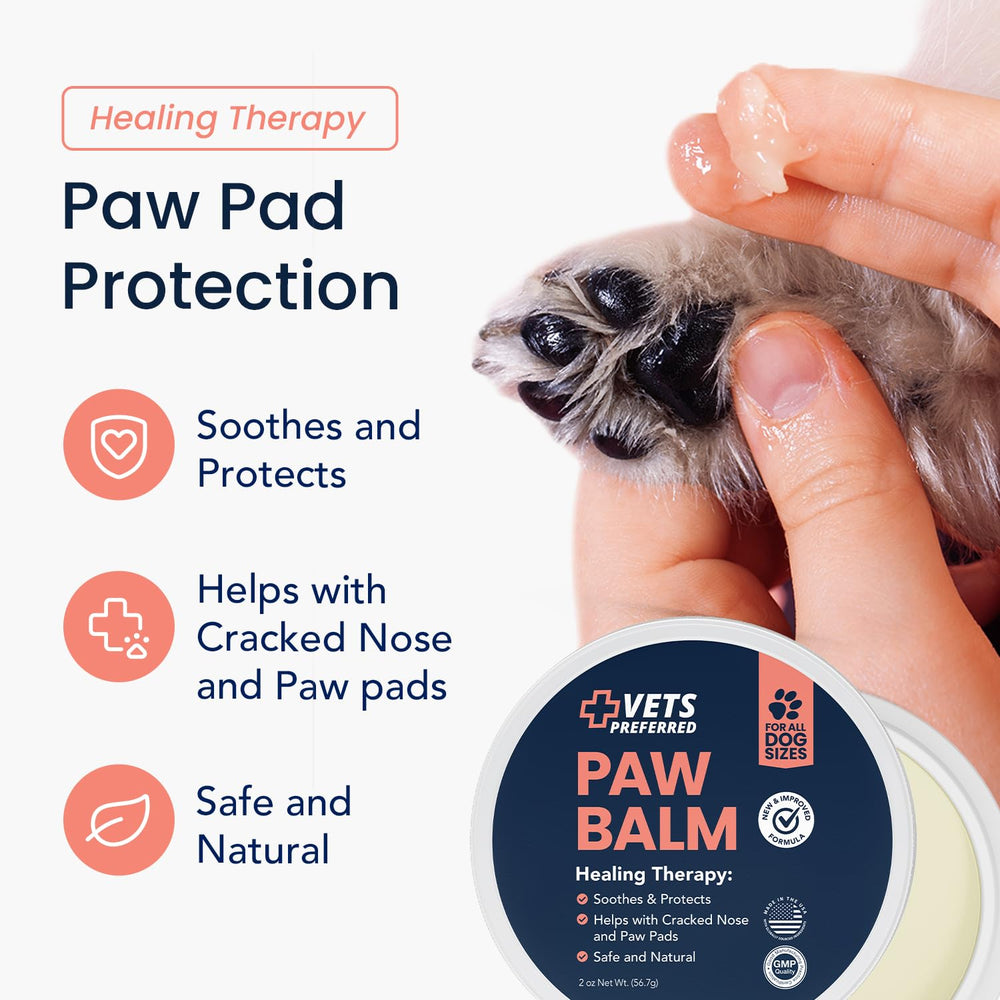 Protección en climas extremos con bálsamo para patas Vets Preferred.